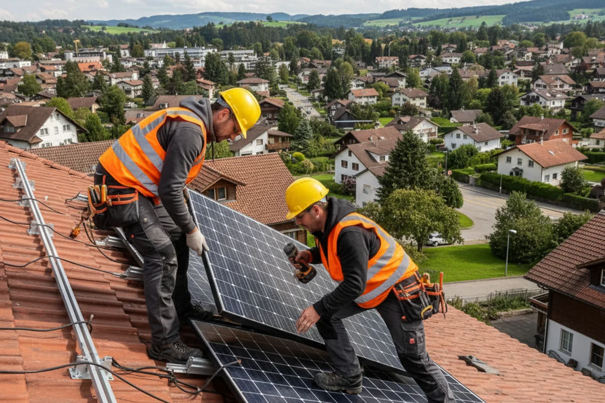 Solarheim Installationsteam bei der Arbeit