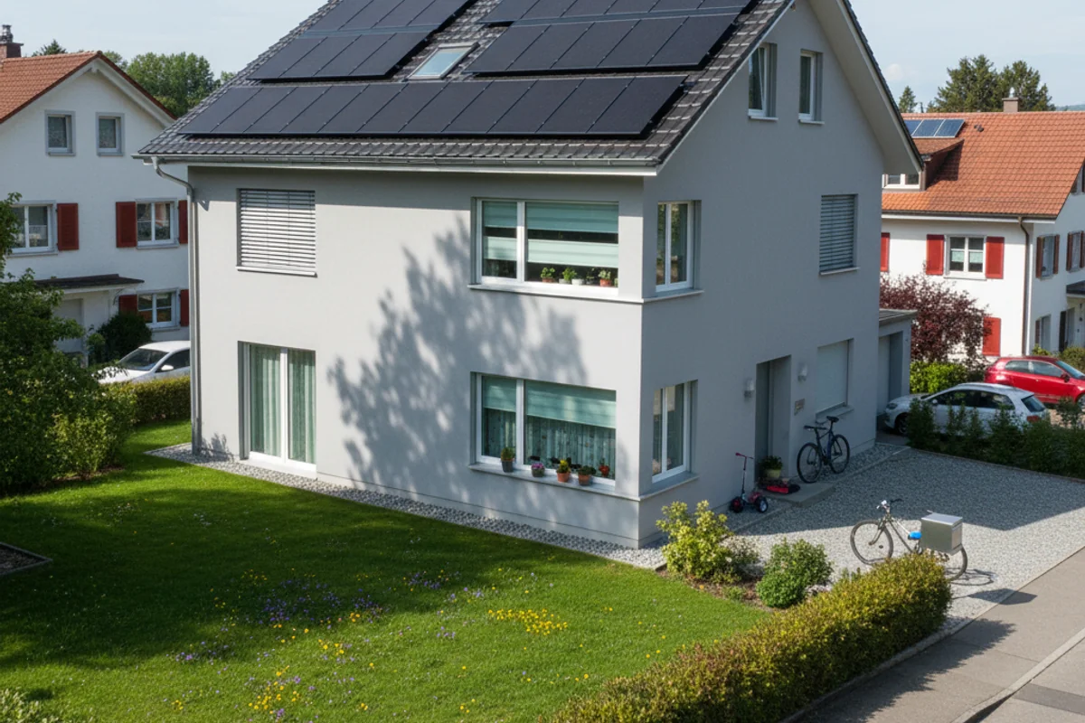 Modernes Schweizer Haus mit Solaranlage